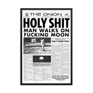 Framed 'Man Walks on Moon' Front Page Poster from The Onion's Our Dumb Century 24&times;36 from The Onion Store