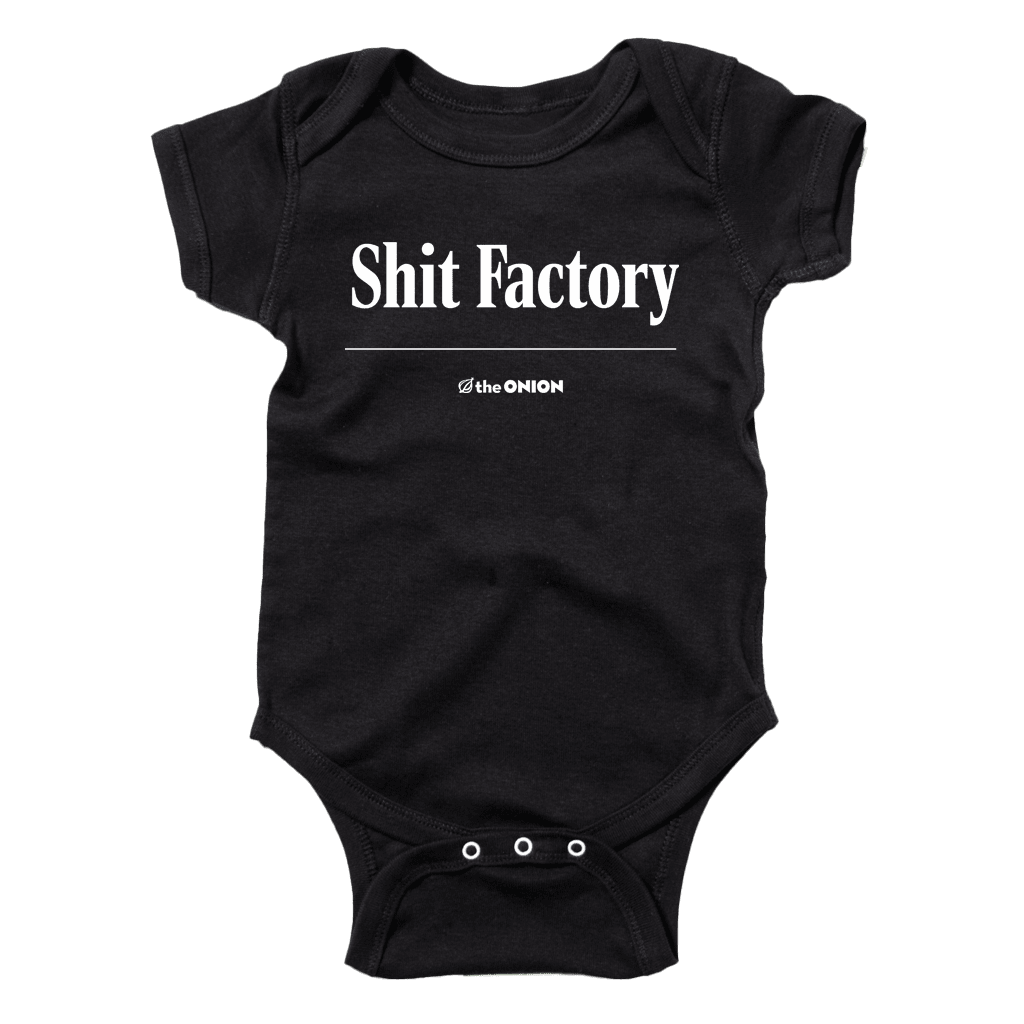 'Shit Factory' Onion Headline Baby Onesie