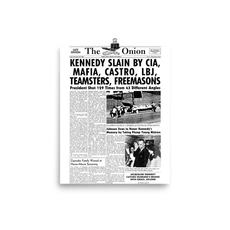 'Kennedy Slain' Front Page Poster from The Onion's Our Dumb Century