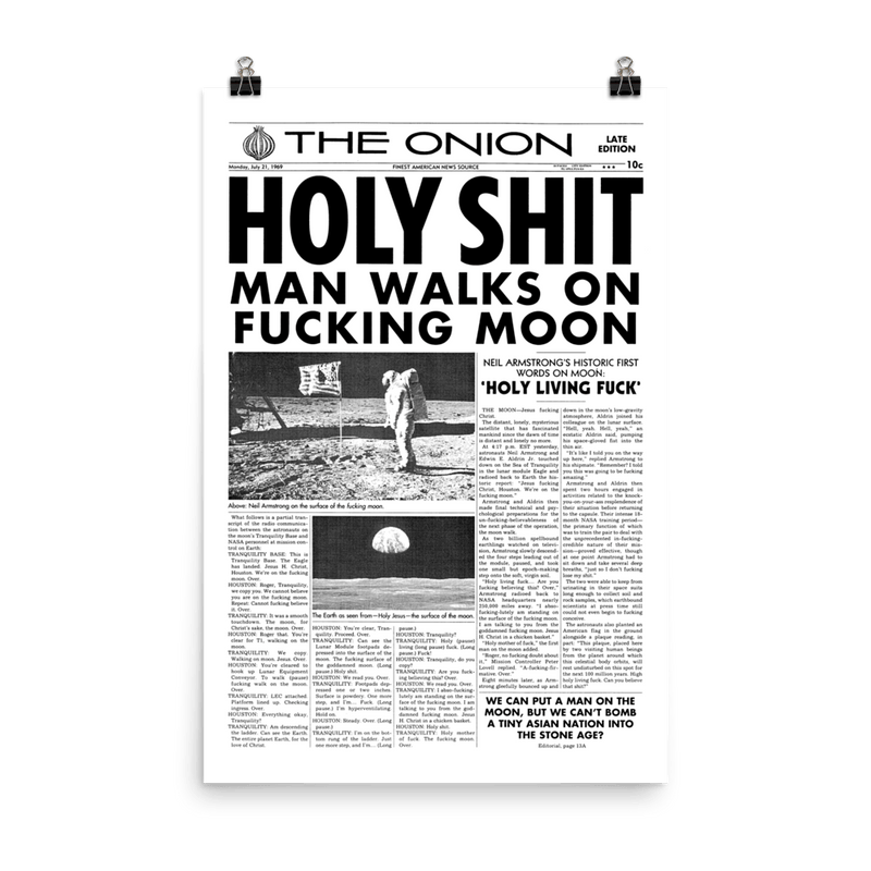'Man Walks on Moon' Front Page Poster from The Onion's Our Dumb Century 24&times;36 from The Onion Store